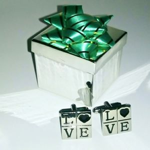 NEW Cufflinks: "L❤VE" - Makes the World Go 'Round! Stainless Steel. w/Gift Box.